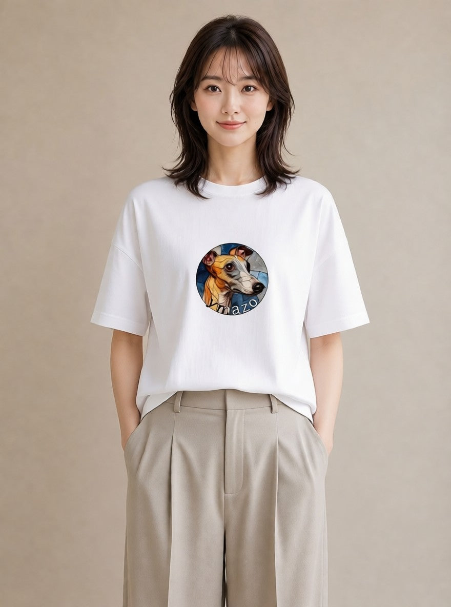 グラフィックTシャツ レディース イタリアングレーハウンド 犬 いぬ イラスト 線画 社会人 女性 白T