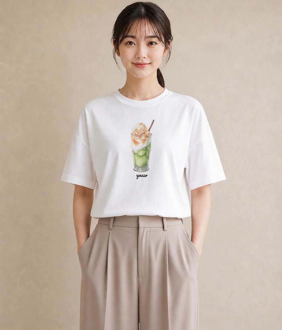 グラフィックTシャツ レディース ショートケーキ 食べ物 フード イラスト こなれ感 ビーチ デイリーウェア 白T