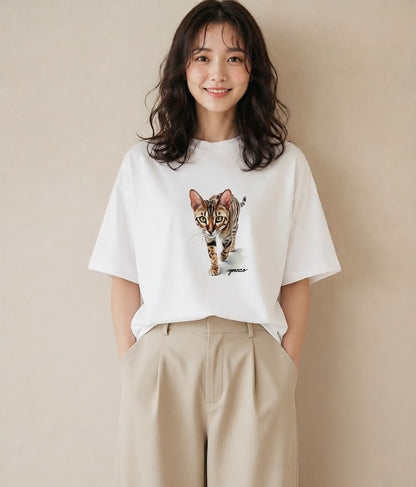 プリントTシャツ レディース キジトラ 猫 ねこ イラスト シンプル レイヤード 友達ギフト 白T