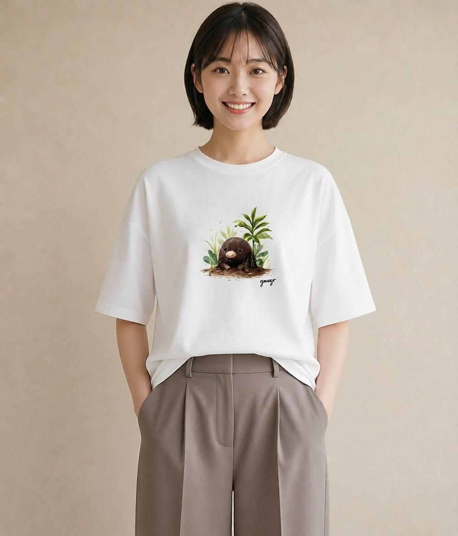 半袖Tシャツ レディース チンアナゴ 海の生き物 海 イラスト お洒落 ルームウェア ギフト 白T