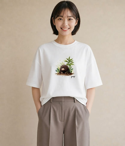 半袖Tシャツ レディース チンアナゴ 海の生き物 海 イラスト お洒落 ルームウェア ギフト 白T