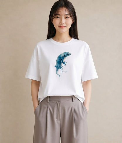 グラフィックTシャツ レディース レオパ ペット 動物 イラスト ミニマル 海 カフェ巡り 白T