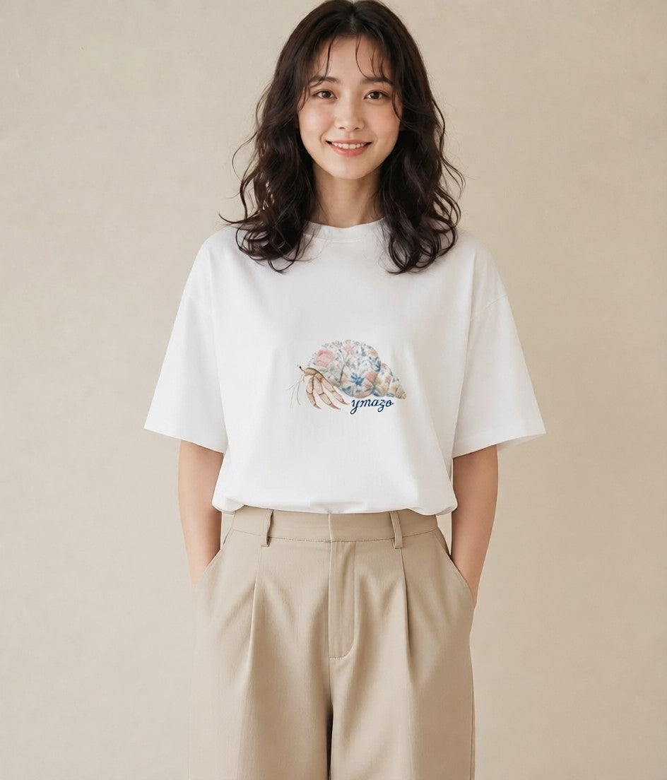 デザインTシャツ レディース ダンゴムシ 昆虫 虫 イラスト 線画 買い物 夏コーデ 白T