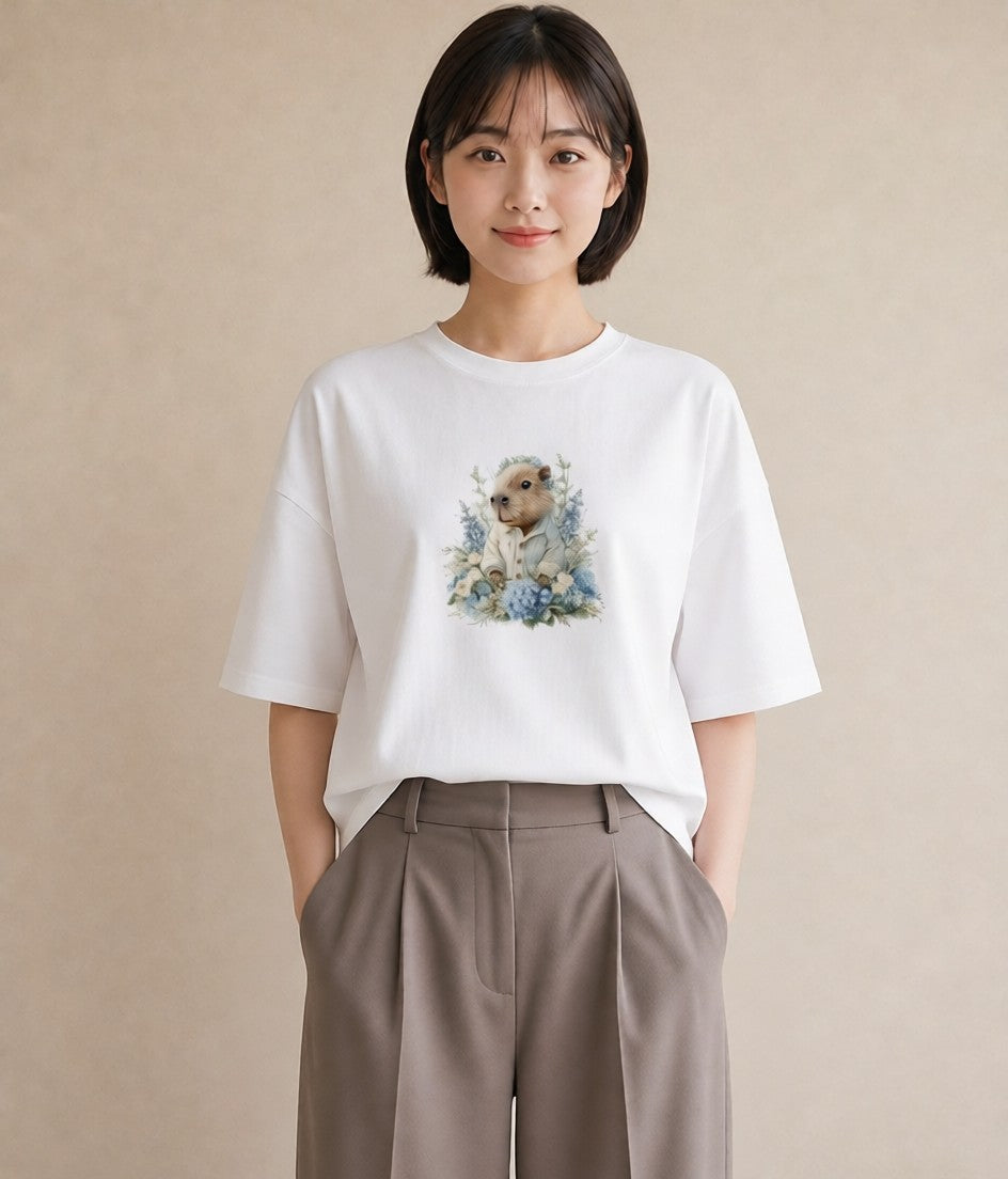 デザインTシャツ レディース ジャンガリアンハムスター ペット 動物 イラスト ガーリー 在宅 公園 白T