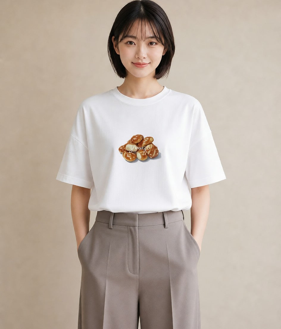 Tシャツ レディース どら焼き 食べ物 フード イラスト お洒落 休日 ペアコーデ 白T