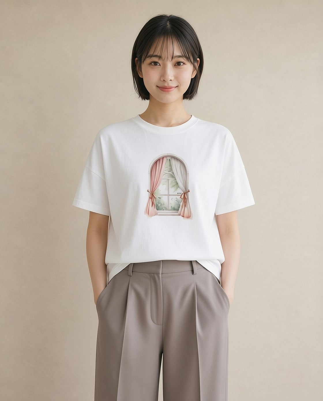 グラフィックTシャツ レディース 灯りの家 小屋 夜 ナチュラル アンティーク イラスト 上品 クリスマス 旅行 白T