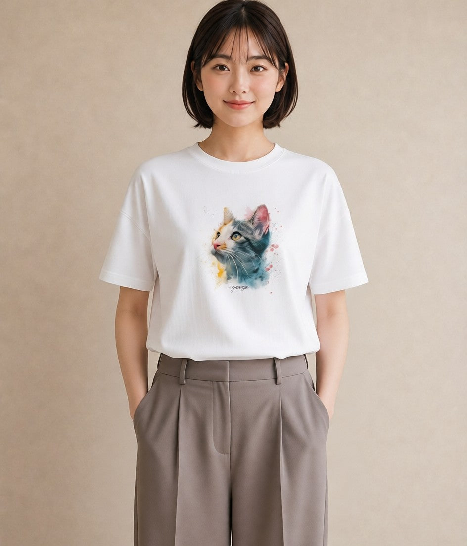 デザインTシャツ レディース スフィンクス 猫 ねこ イラスト 北欧風 旅行 母娘コーデ 白T