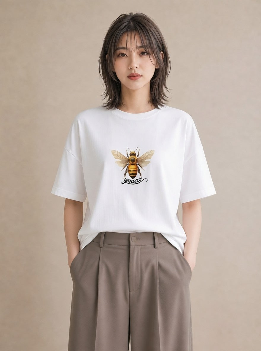 Tシャツ レディース みつばち 昆虫 虫 イラスト ポップ 旅行用 海 白T