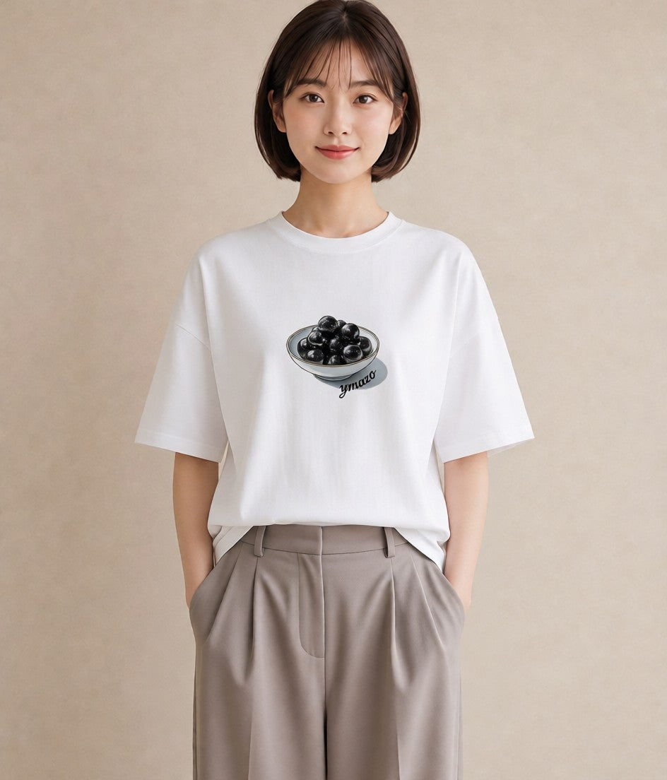 Tシャツ レディース ブルーベリー 食べ物 フード イラスト 淡色 女性向けギフト 散歩 白T