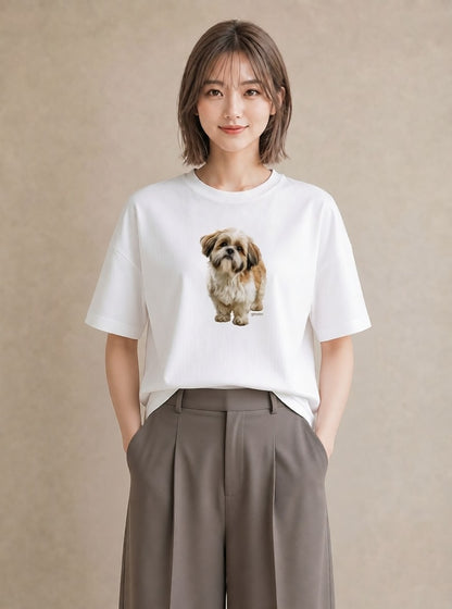 グラフィックTシャツ レディース 狆 犬 いぬ イラスト 敬老の日 ホワイトデー 白T