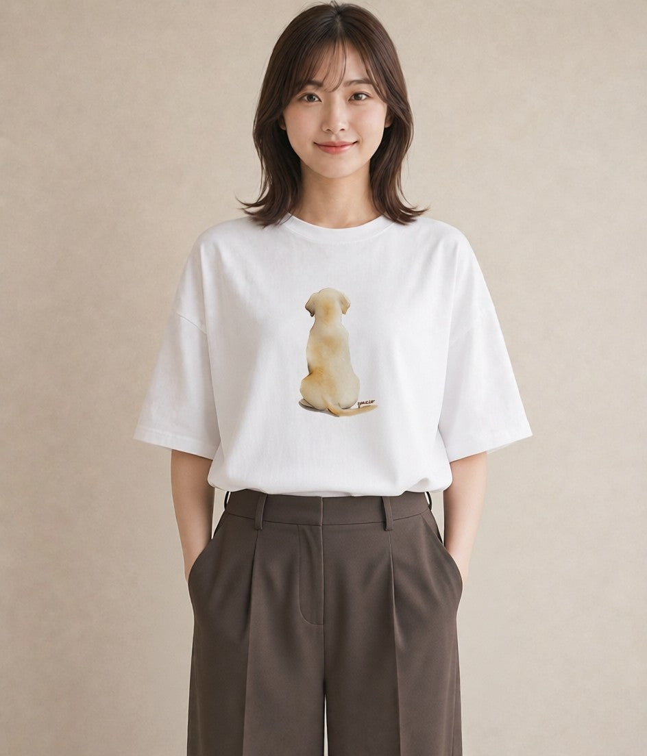 Tシャツ レディース ミックス犬 犬 いぬ イラスト ヴィンテージ風 旅行用 海 白T