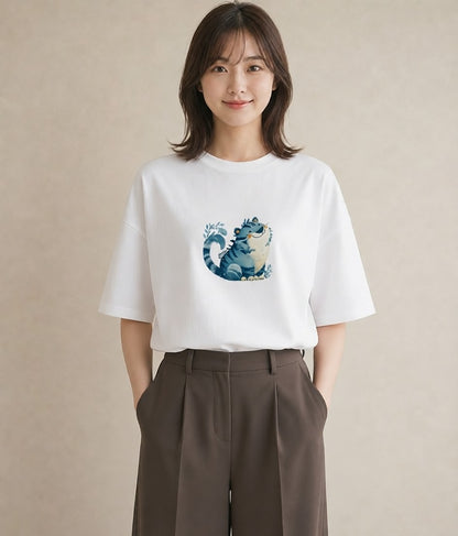 半袖Tシャツ レディース とら 動物 アニマル イラスト きれいめ お揃い 親子 白T