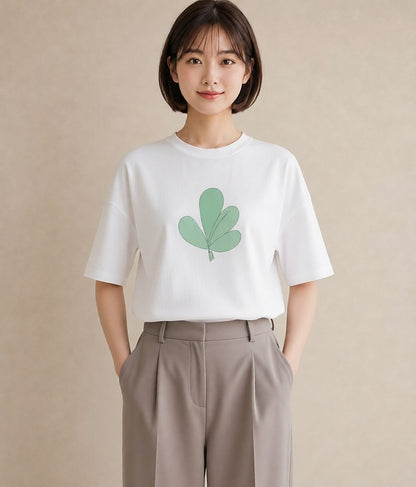 プリントTシャツ レディース つる 植物 ボタニカル イラスト 抜け感 母の日 ビーチ 白T