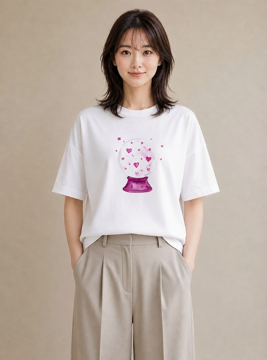 Tシャツ レディース 水瓶座 星空 宇宙 イラスト ガーリー デイリーウェア 休日 白T