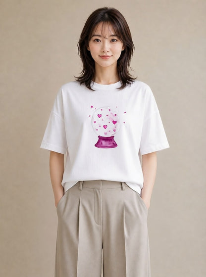 Tシャツ レディース 水瓶座 星空 宇宙 イラスト ガーリー デイリーウェア 休日 白T