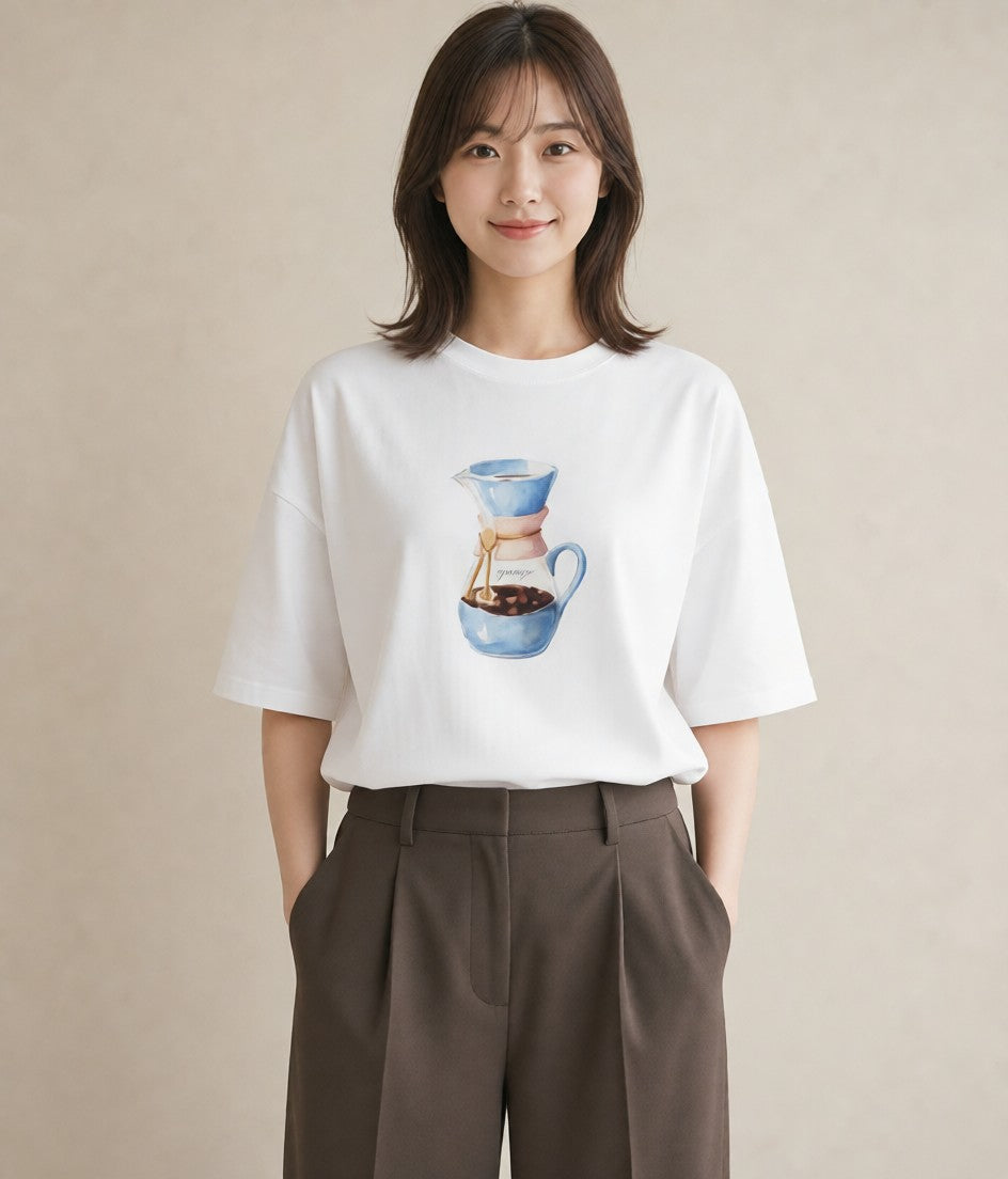 デザインTシャツ レディース エスプレッソ 食べ物 フード イラスト ナチュラル 夏コーデ 通学 白T