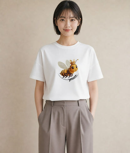 グラフィックTシャツ レディース みつばち 昆虫 虫 イラスト カフェコーデ 在宅 公園 白T