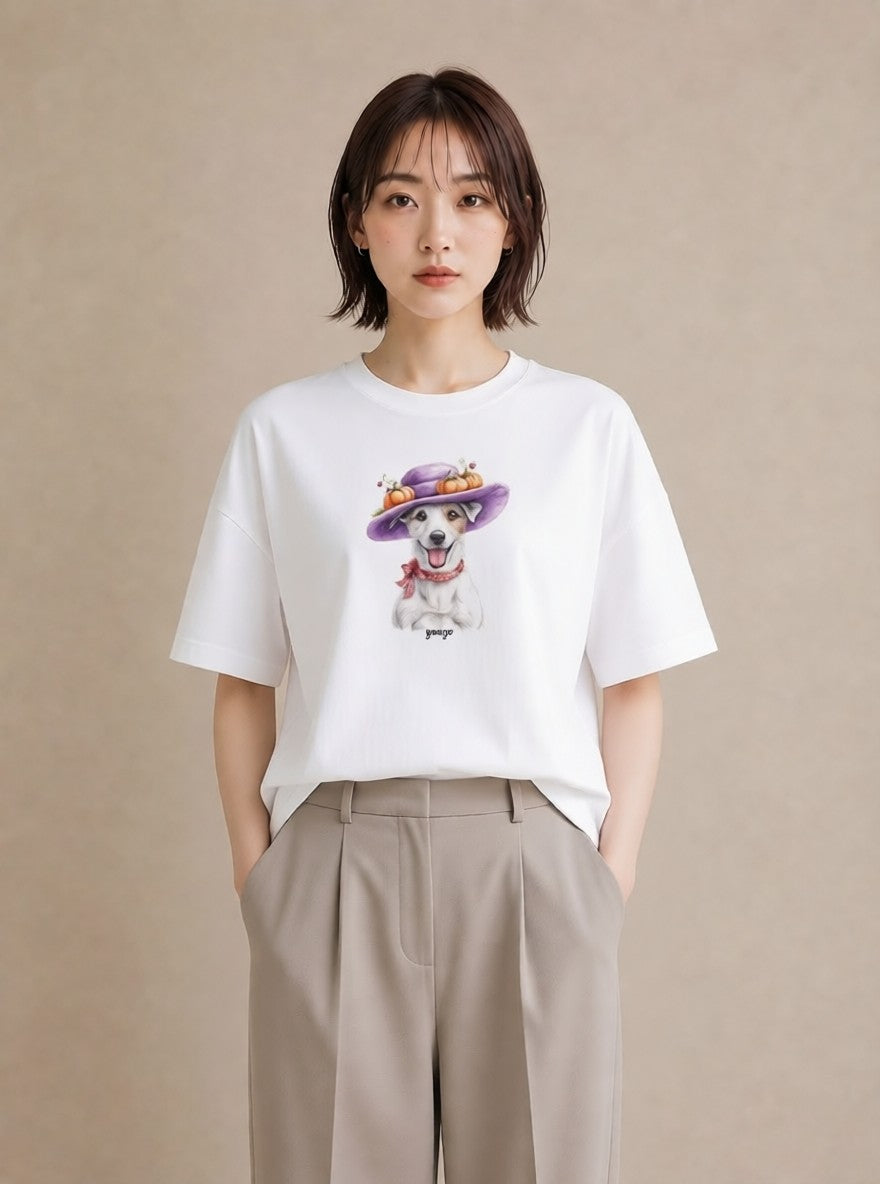 半袖Tシャツ レディース ジャックラッセルテリア 犬 いぬ イラスト カジュアル 女性向けギフト 散歩 白T