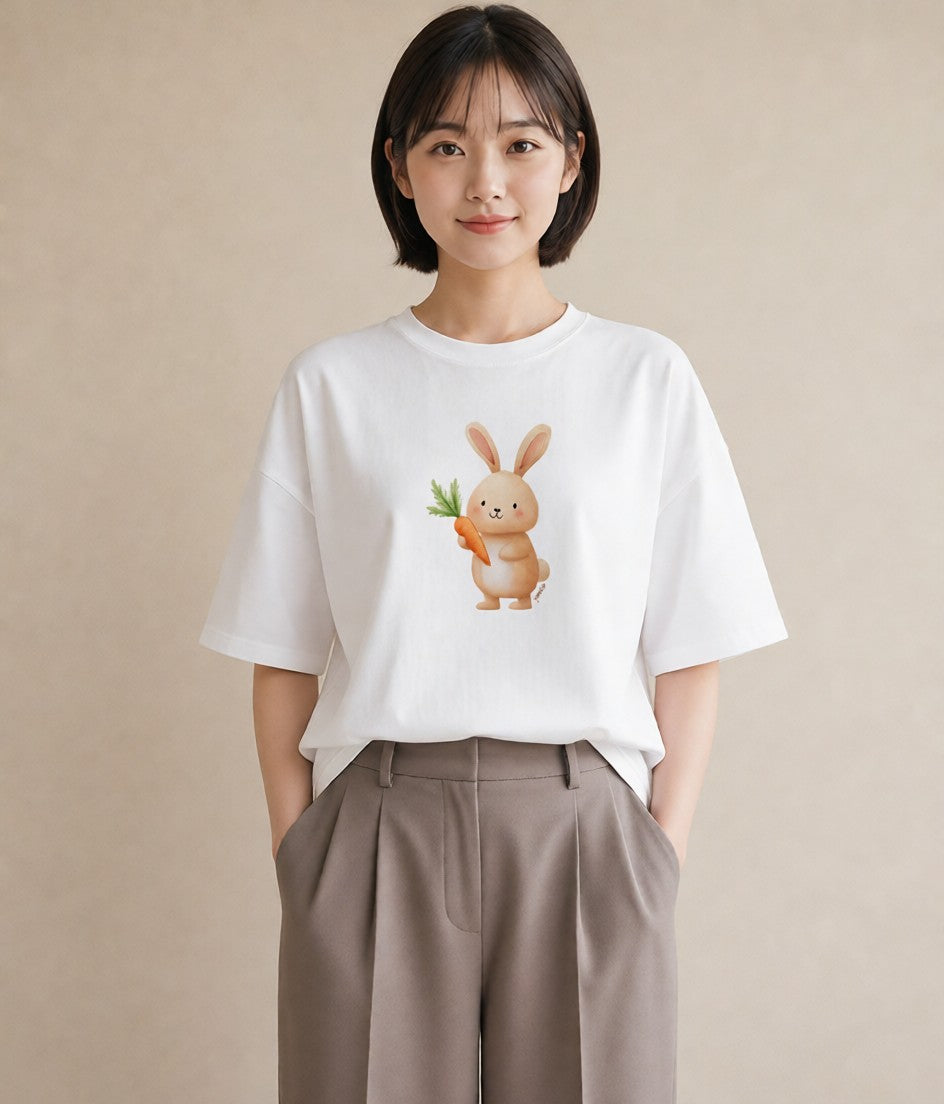 Tシャツ レディース うさちゃん ペット 動物 イラスト おしゃれギフト 社会人 白T