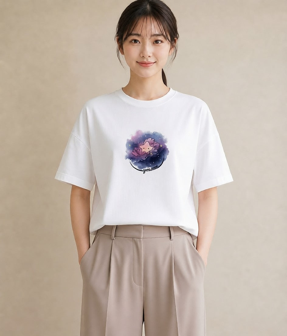デザインTシャツ レディース 惑星 星空 宇宙 イラスト ガーリー 女性 旅行用 白T