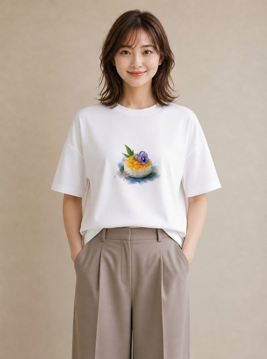 グラフィックTシャツ レディース パフェ 食べ物 フード イラスト ガーリー カフェ服 クリスマス 白T