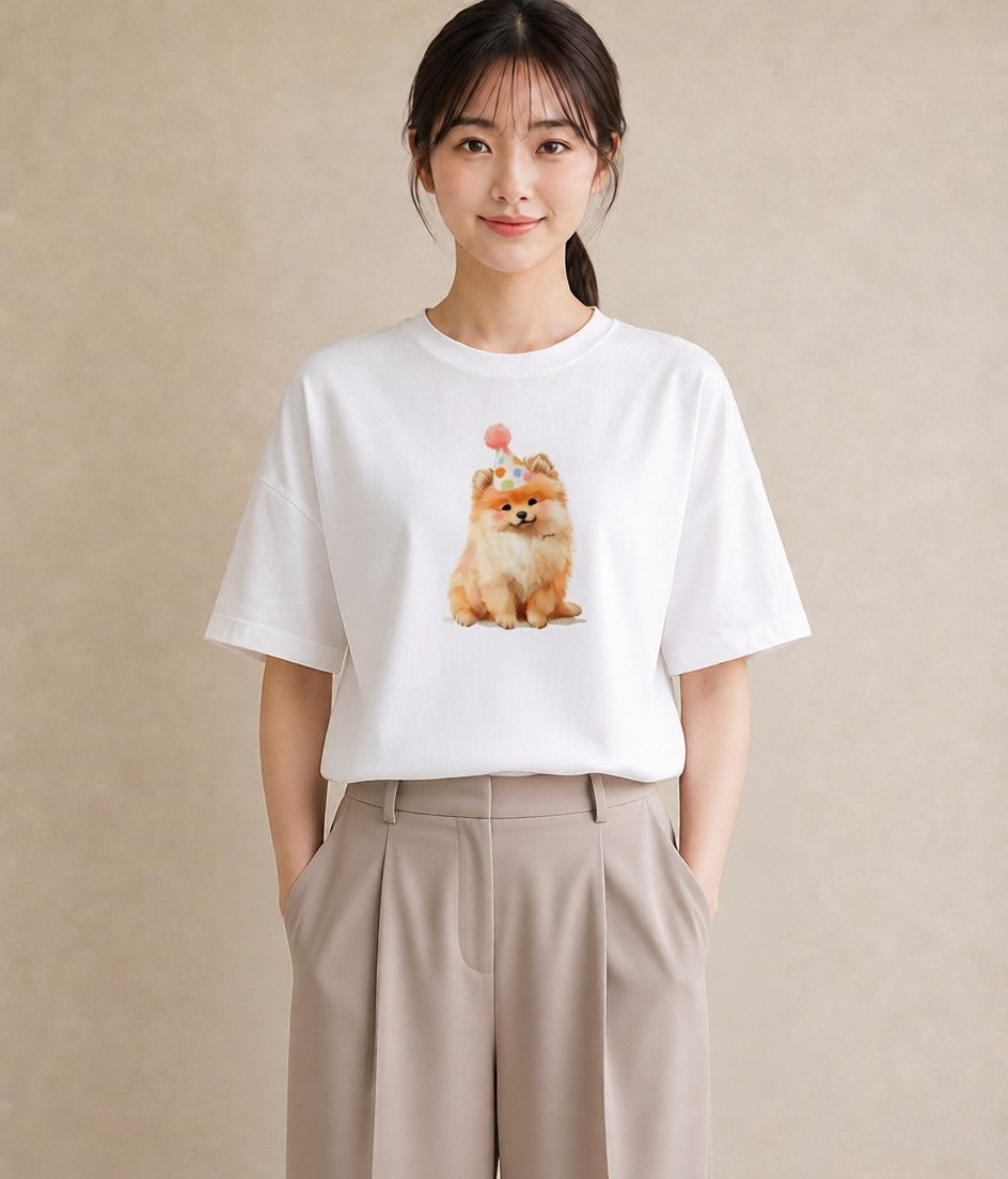 グラフィックTシャツ レディース ポメラニアン ポメ 犬 いぬ イラスト ボタニカル 姉妹 送別ギフト 白T