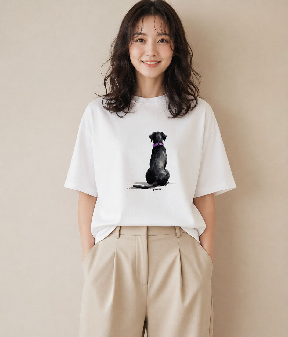 半袖Tシャツ レディース 保護犬 犬 いぬ イラスト 淡色 姉妹 送別ギフト 白T