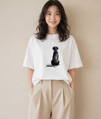 半袖Tシャツ レディース 保護犬 犬 いぬ イラスト 淡色 姉妹 送別ギフト 白T