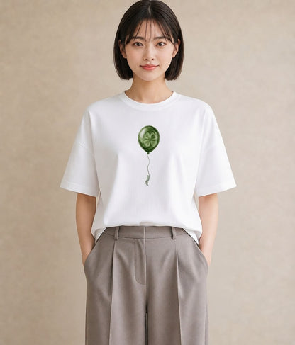 デザインTシャツ レディース 紙風船 和紙 ナチュラル アンティーク イラスト 北欧風 ルームウェア ギフト 白T