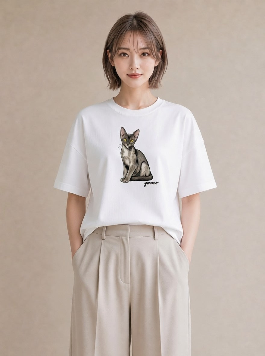 プリントTシャツ レディース ソマリ 猫 ねこ イラスト ゆるコーデ 社会人 女性 白T