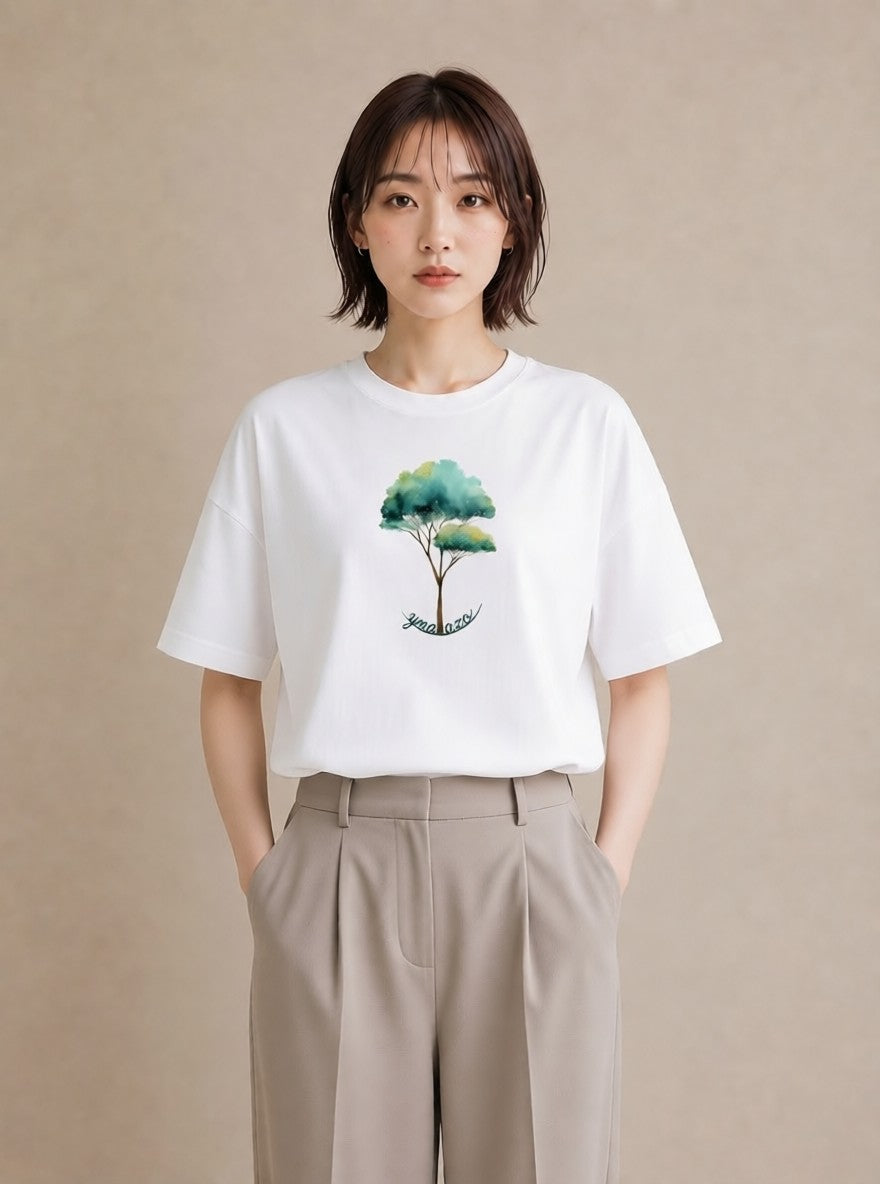 半袖Tシャツ レディース 盆栽 植物 ボタニカル イラスト ユニーク ルームウェア ギフト 白T