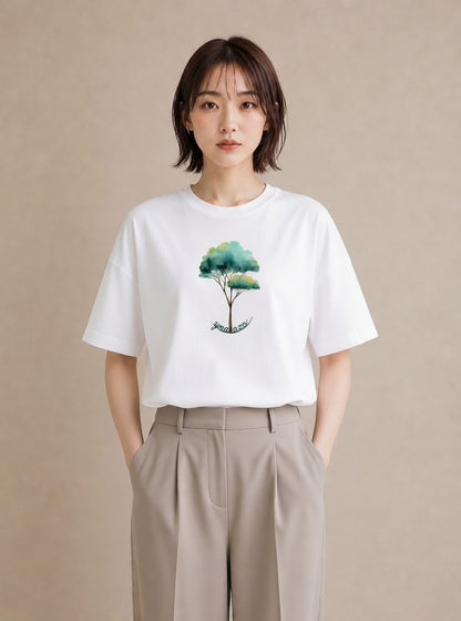 半袖Tシャツ レディース 盆栽 植物 ボタニカル イラスト ユニーク ルームウェア ギフト 白T