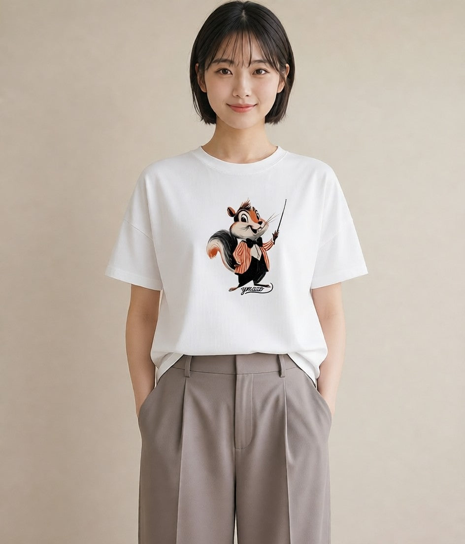 プリントTシャツ レディース シマリス ペット 動物 イラスト クリスマス 旅行 白T