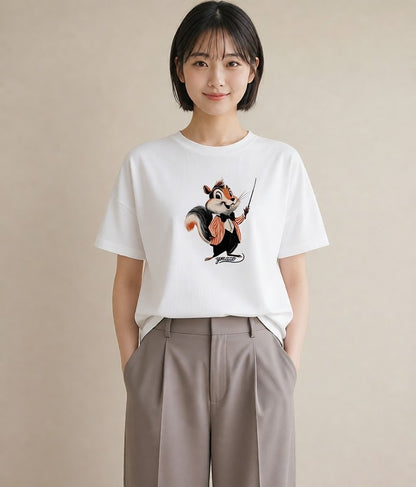プリントTシャツ レディース シマリス ペット 動物 イラスト クリスマス 旅行 白T