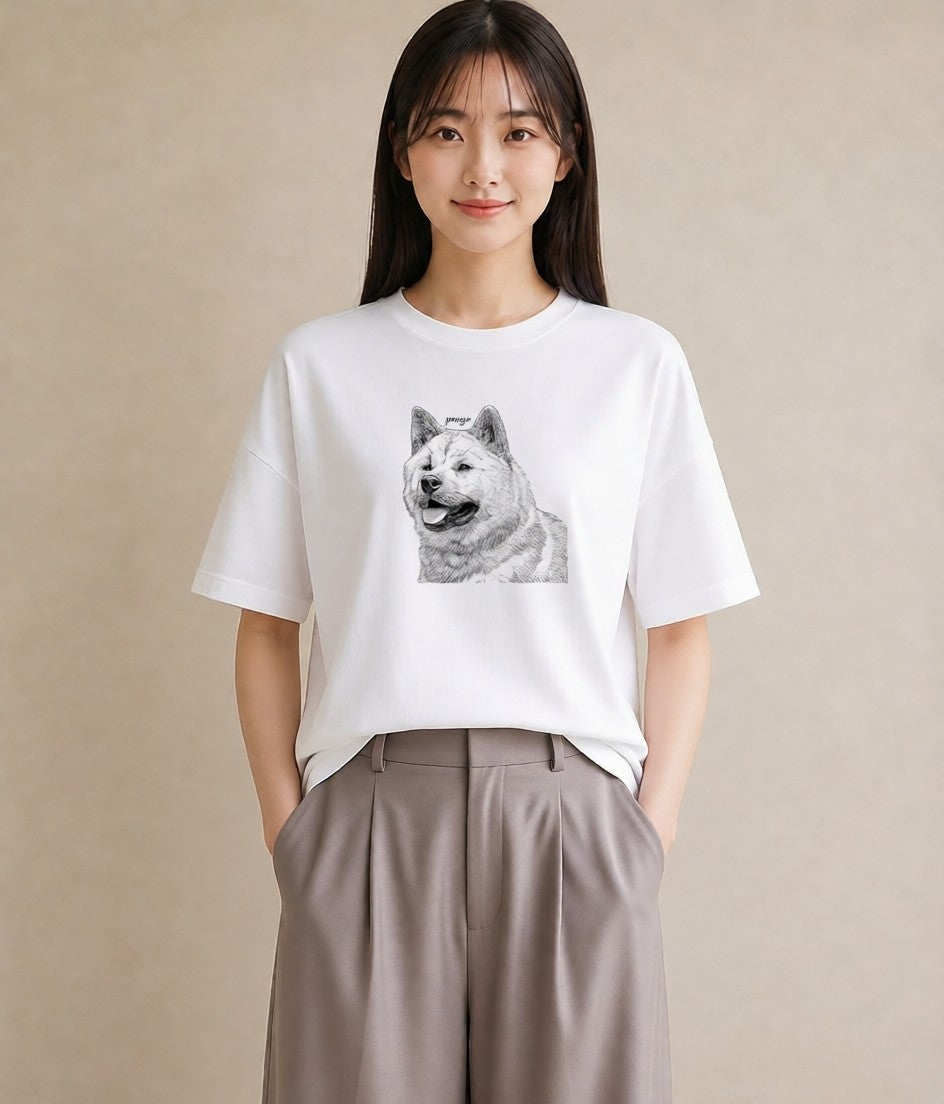 グラフィックTシャツ レディース 柴犬 しばいぬ 犬 いぬ イラスト 北欧風 女性向けギフト 散歩 白T