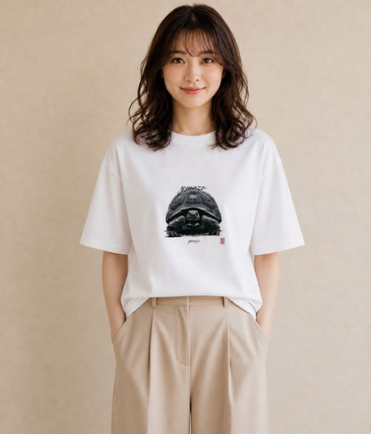 半袖Tシャツ レディース ゼニガメ ペット 動物 イラスト ガーリー ラフ レイヤード 白T