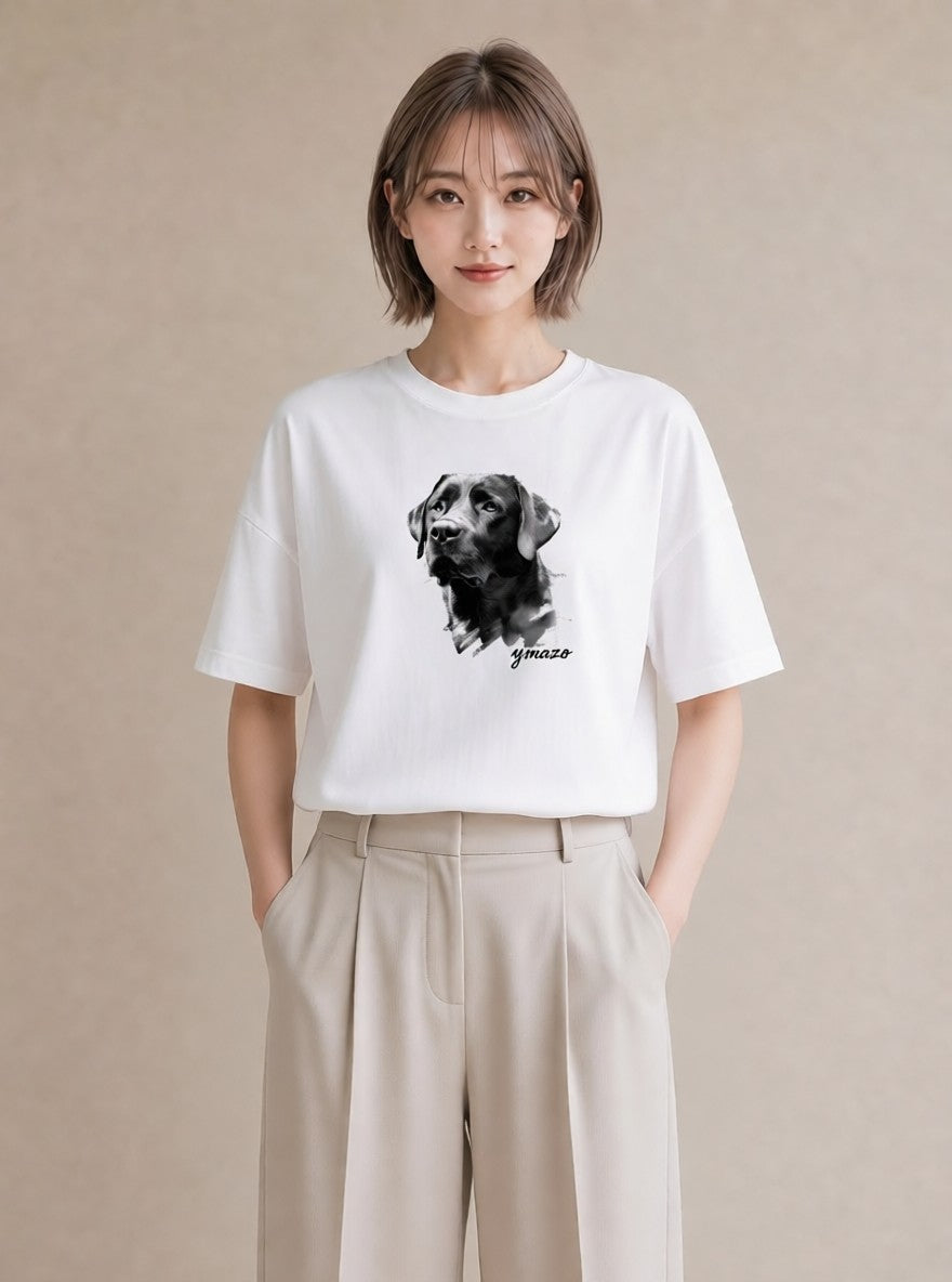 Tシャツ レディース ラブラドールレトリバー 犬 いぬ イラスト 旅行コーデ 散歩 お出かけ 白T