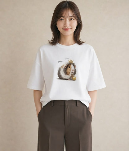 グラフィックTシャツ レディース ゴールデンハムスター ペット 動物 イラスト 手描き風 週末コーデ 敬老の日 白T