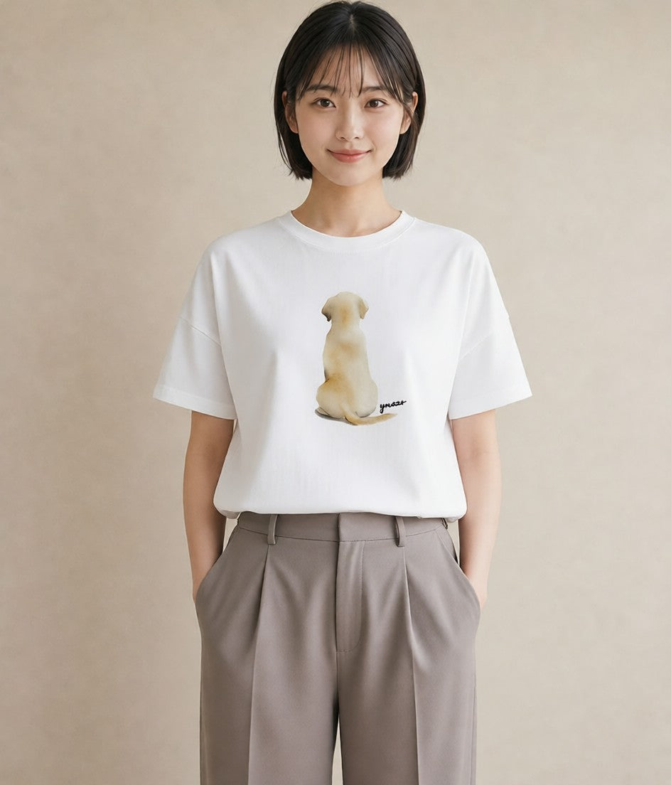 半袖Tシャツ レディース ラブラドールレトリバー 犬 いぬ イラスト レトロ 春コーデ 姉妹 白T