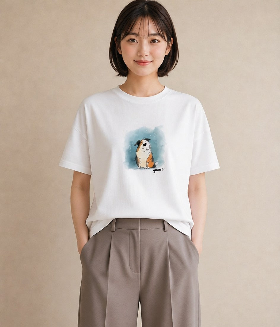 Tシャツ レディース わんこ 犬 いぬ イラスト 旅行コーデ 部屋着 女性向けギフト 白T
