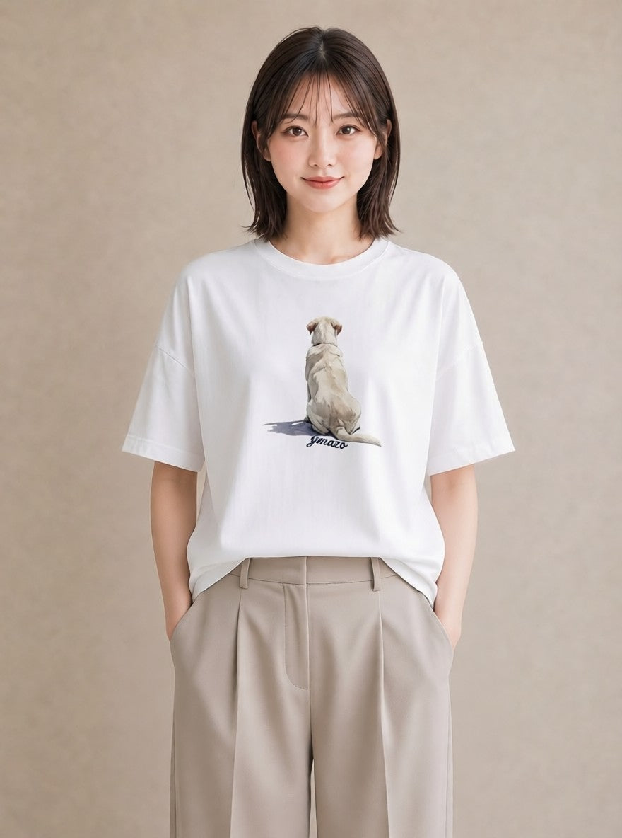 プリントTシャツ レディース 愛犬 犬 いぬ イラスト レトロ お出かけ 普段着 白T