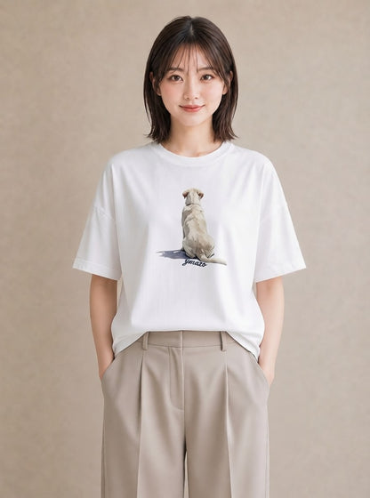 プリントTシャツ レディース 愛犬 犬 いぬ イラスト レトロ お出かけ 普段着 白T
