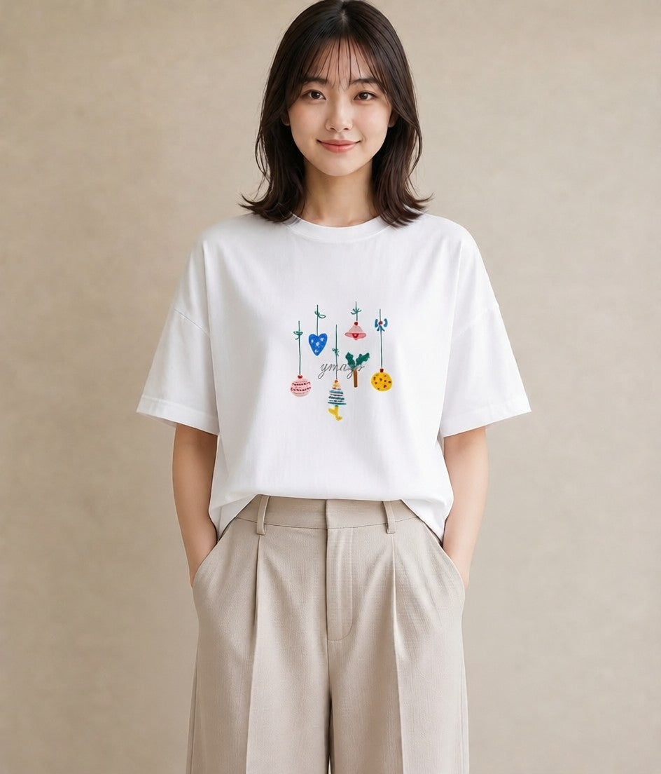 グラフィックTシャツ レディース 風鈴 ガラス 夏 ナチュラル アンティーク イラスト きれいめカジュアル 親子 20代 白T