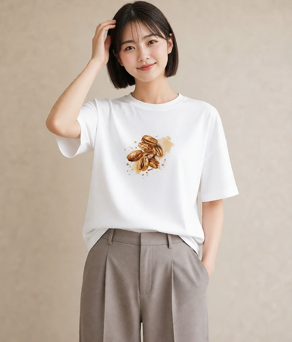 半袖Tシャツ レディース どんぐり 植物 ボタニカル イラスト 北欧風 春服 ミセス 白T