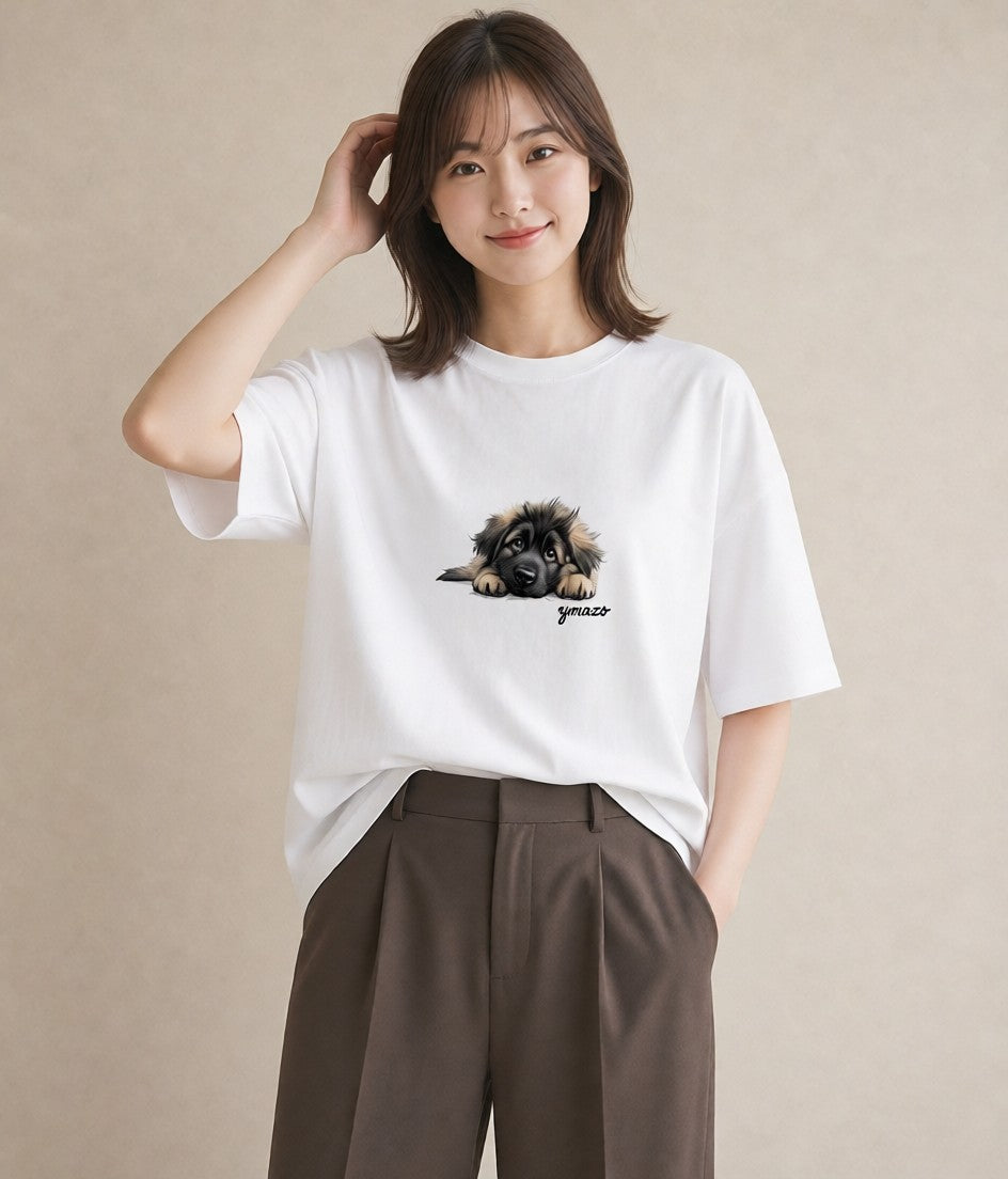 グラフィックTシャツ レディース 子犬 犬 いぬ イラスト 北欧風 女子会 お揃い 白T