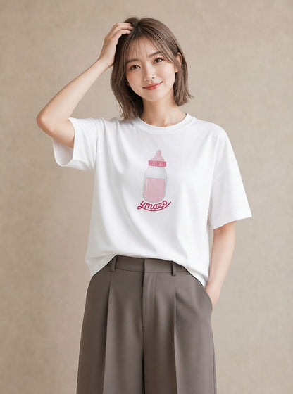 グラフィックTシャツ レディース ガラス瓶 小枝 ボタニカル ナチュラル アンティーク イラスト 女性 旅行用 白T