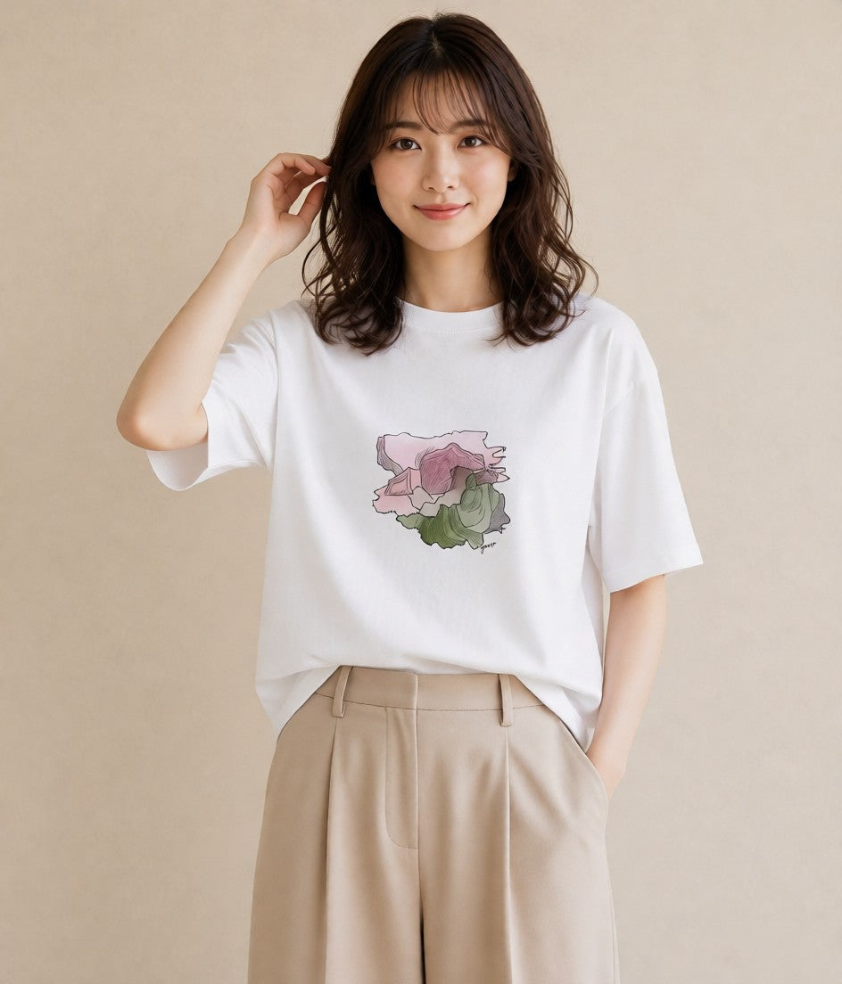 プリントTシャツ レディース わたあめ 食べ物 フード イラスト シンプル ミセス 春コーデ 白T