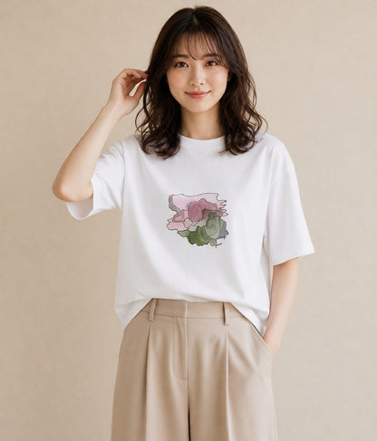 プリントTシャツ レディース わたあめ 食べ物 フード イラスト シンプル ミセス 春コーデ 白T