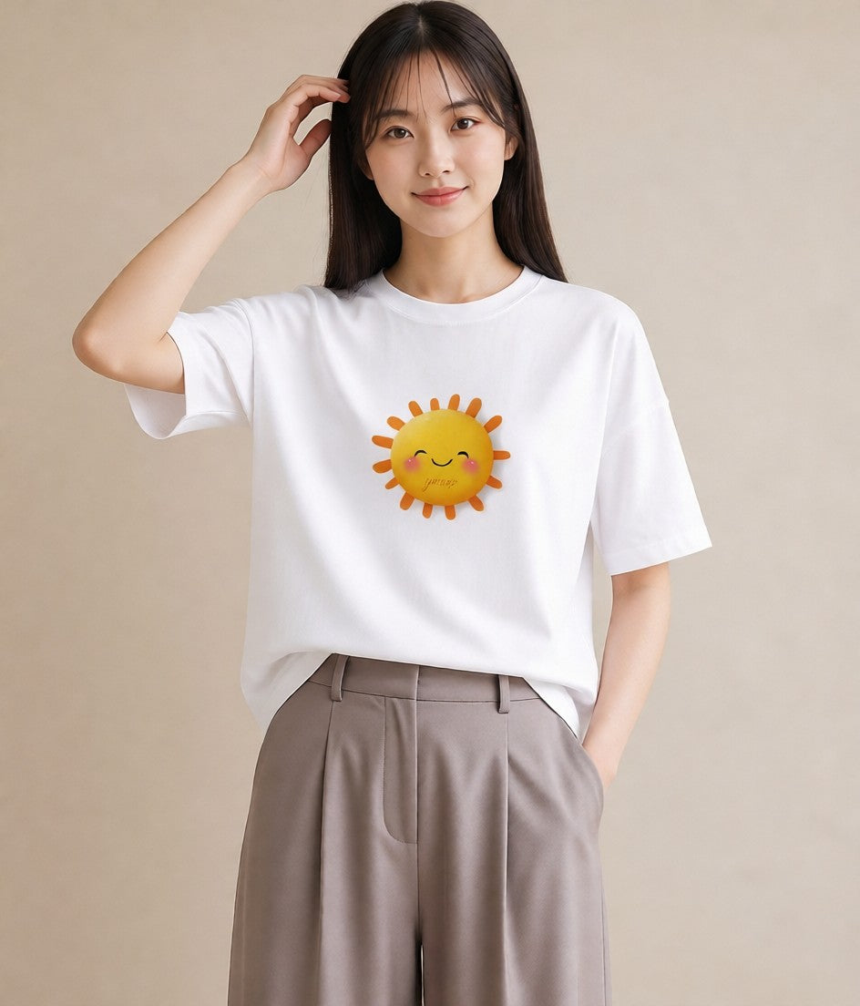 グラフィックTシャツ レディース 太陽 星空 宇宙 イラスト ガーリー 姉妹 送別ギフト 白T