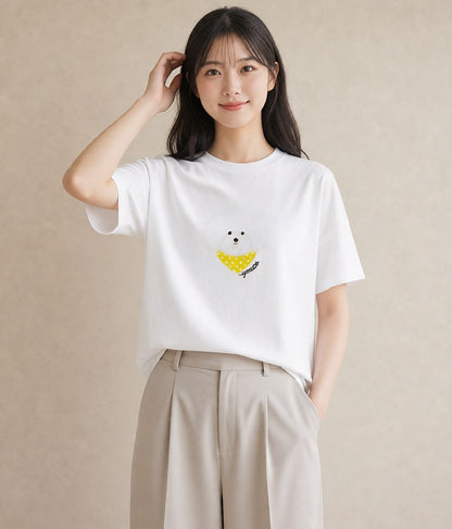 デザインTシャツ レディース ビションフリーゼ 犬 いぬ イラスト アート風 ギフト 母の日 白T